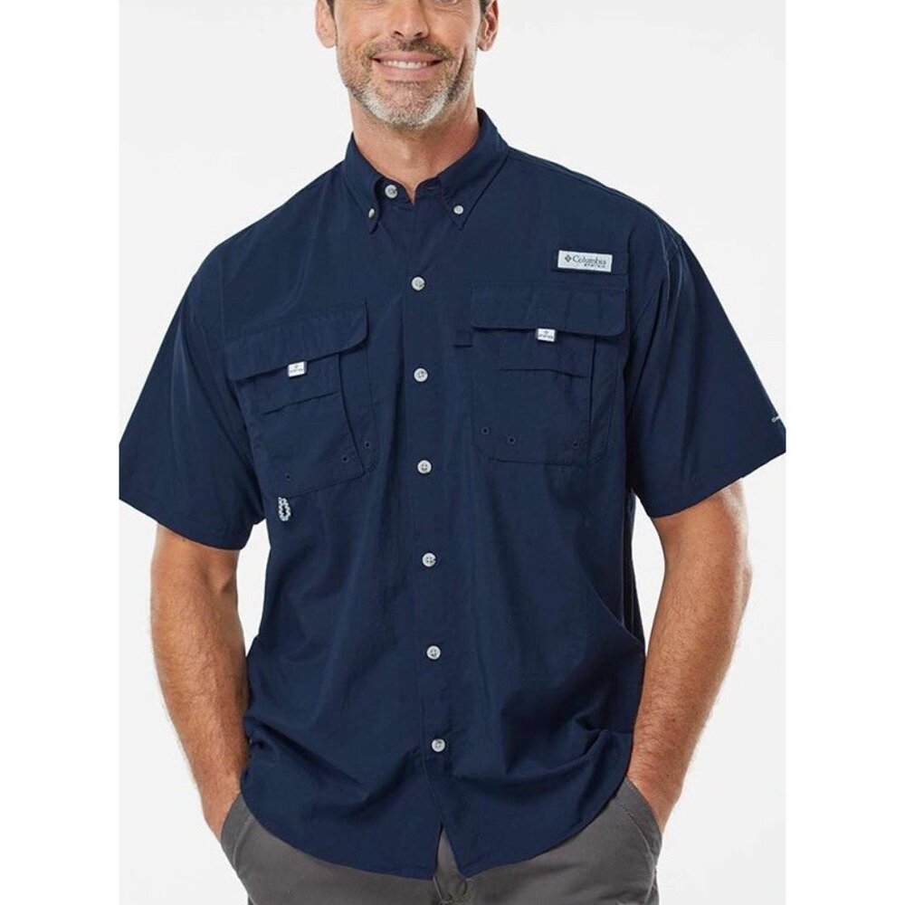 Columbia - PFG Bahama II Short Sleeve Shirt Omni Shade Navy Blue 2XT XXL Tall